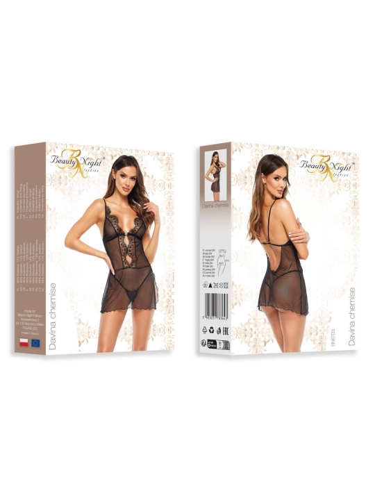 Davina Chemise & Tanga schwarz von Beauty Night Fashion