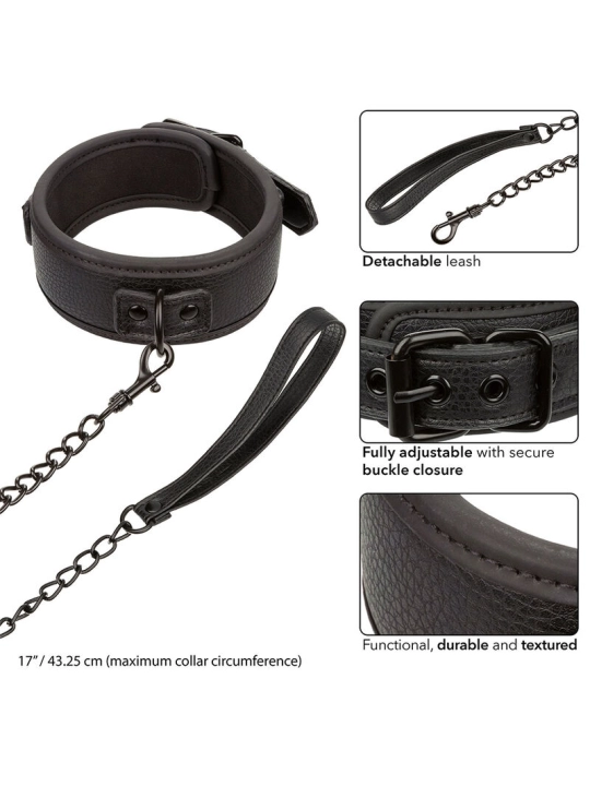 CALEXOTICS - NOCTURNAL HALSBAND & LEINE LEDER VERSTELLBAR SCHWARZ