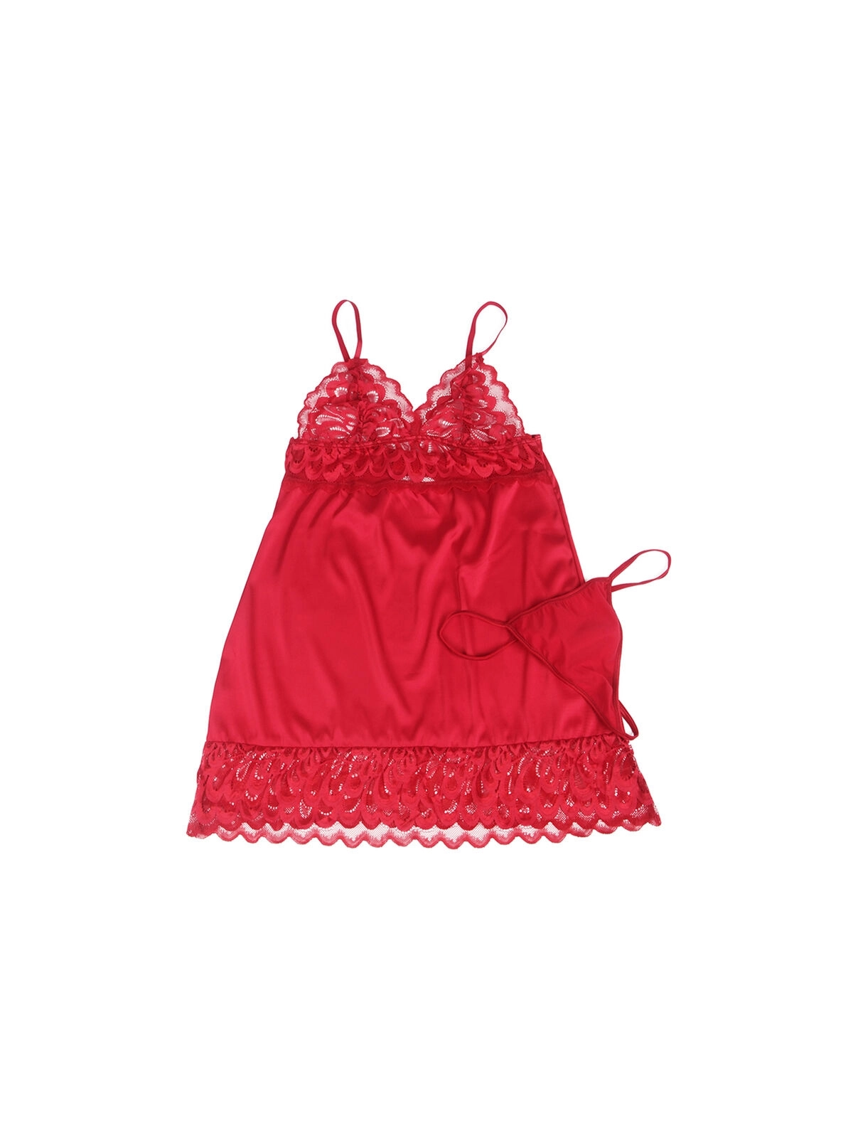 Satin-Babydoll mit Spitze Rot S/M von Subblime Babydolls