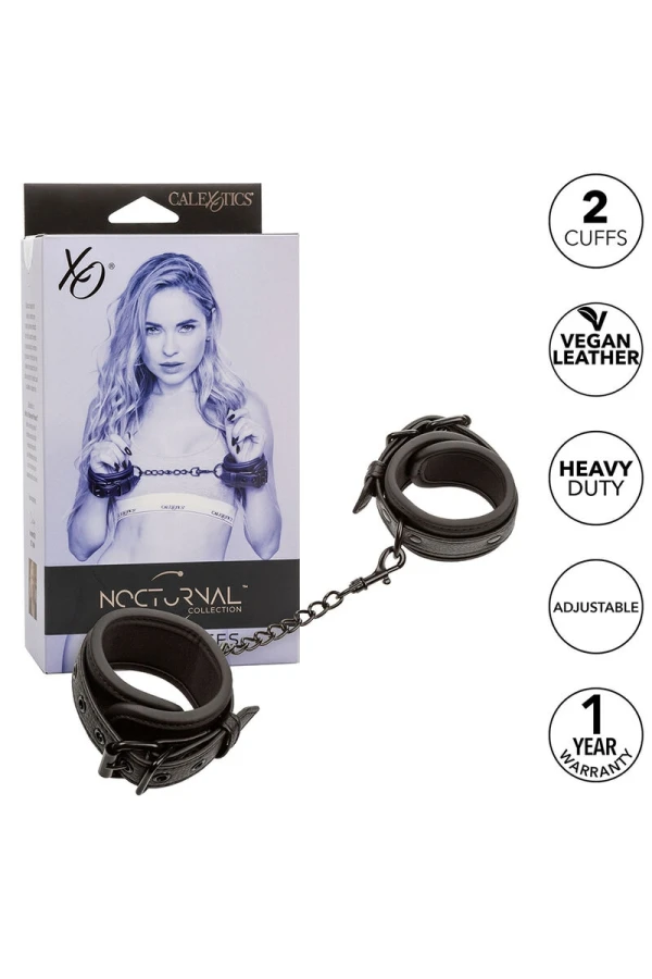 Schwarze Verstellbare Kunstleder-Knöchel-Handschellen von Darkness Bondage