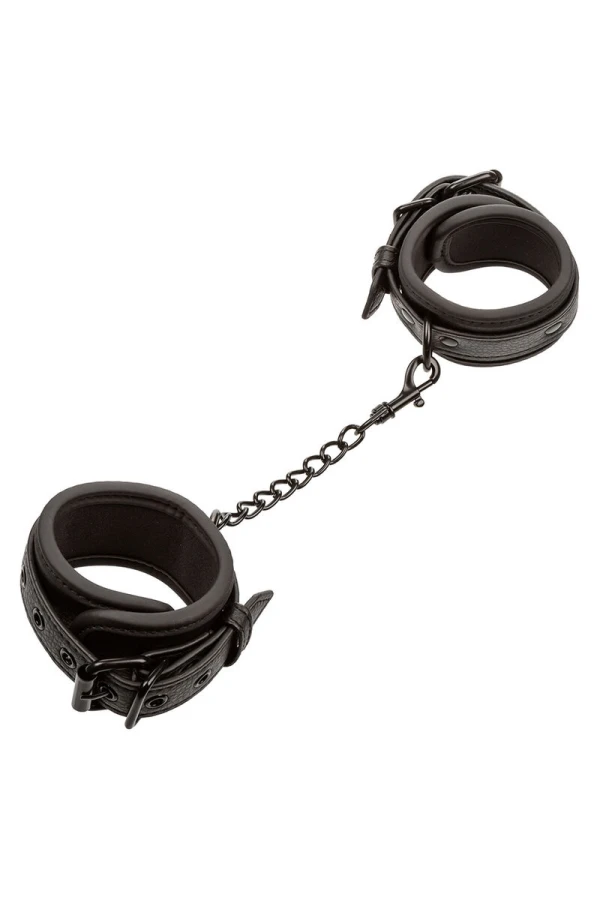 Schwarze Verstellbare Kunstleder-Knöchel-Handschellen von Darkness Bondage