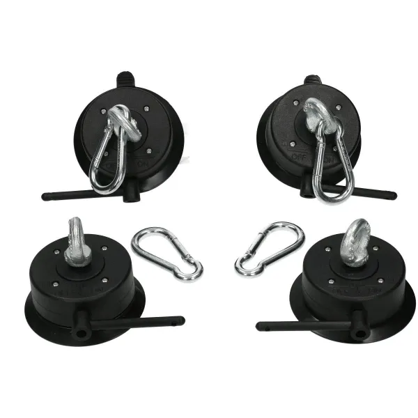 Bondage Points mit Saugnapf, Öse und Karabiner in schwarz 4er Set kaufen | Fesselliebe