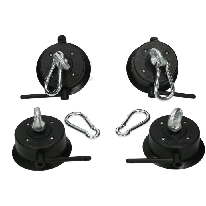 Bondage Points mit Saugnapf, Öse und Karabiner In Schwarz 4er Set | Fesselliebe.de