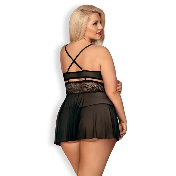 838-Bab-1 Babydoll & Tanga Schwarz Size Plus von Obsessive Size Plus | Fesselliebe.de
