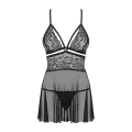 ♥ 838-Bab-1 Babydoll & Tanga Schwarz Size Plus von Obsessive Size Plus ♥