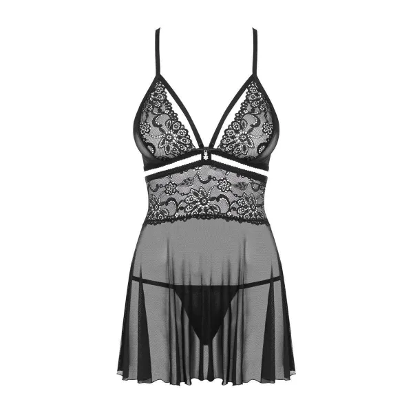 ♥ 838-Bab-1 Babydoll & Tanga Schwarz Size Plus von Obsessive Size Plus ♥ kaufen | Fesselliebe