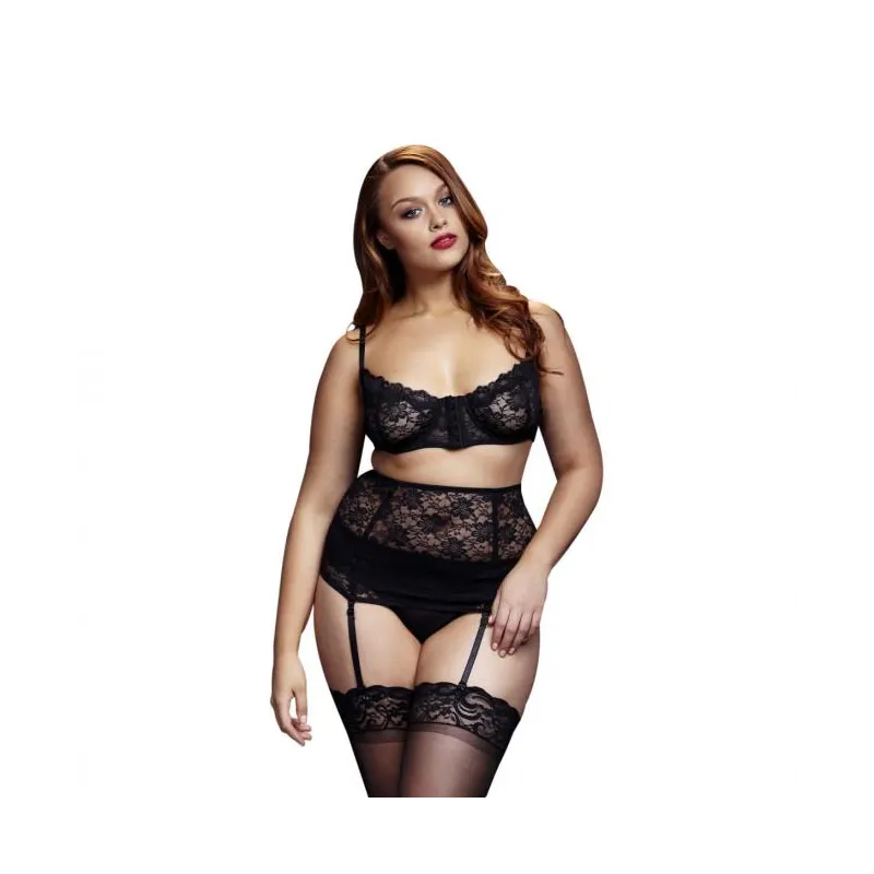 Baci - 3-Teiliges Strumpfhalterset aus Spitze - für Kurven von Baci Lingerie | Fesselliebe.de