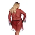 ♥ Dunkelroter Morgenrock mit Spitze Aa052931 von Anais Apparel Plus Size ♥