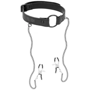 ♥ Ring Gag mit Nippelklammern von Fetish Submissive Bondage ♥