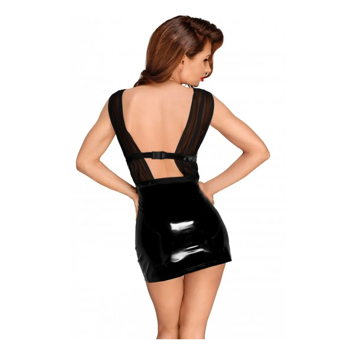 Minikleid mit Pvc Rock und Chiffon Oberteil F194 von Noir Handmade Decadence Collection | Fesselliebe.de