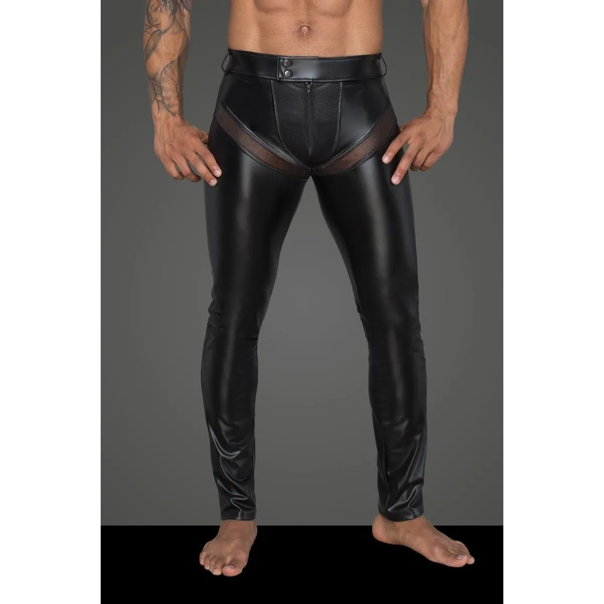 ♥ Powerwetlook-Longpants mit Einsätzen und Taschen aus 3d-Netz H059 von Noir Handmade Rebellious Collection ♥ kaufen | Fesselliebe