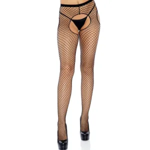 Schwarze Netzstrümpfe ohne Schritt von Leg Avenue Hosiery kaufen | Fesselliebe