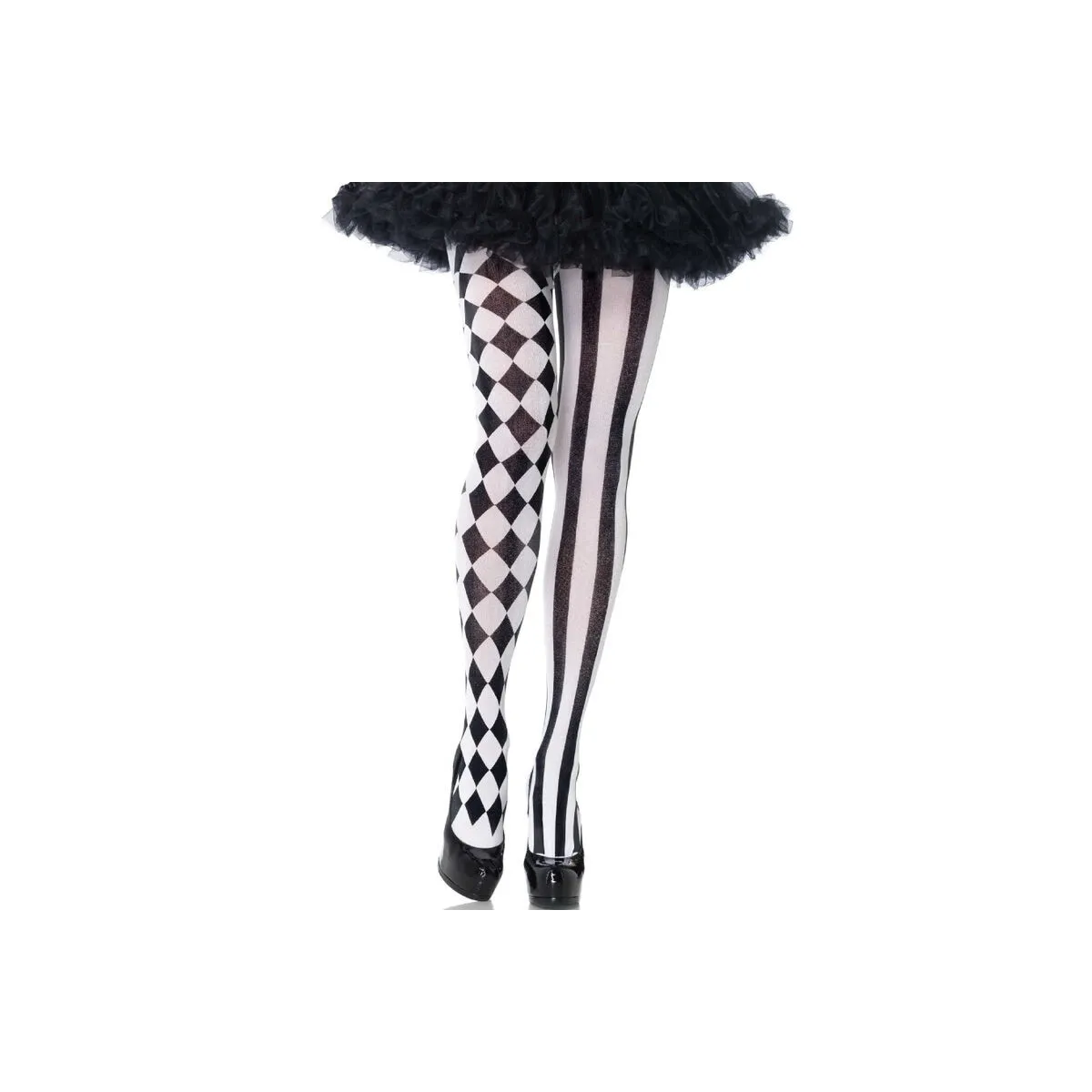 Schwarz/Weiße Harlekin-Strumpfhose von Leg Avenue Hosiery kaufen | Fesselliebe