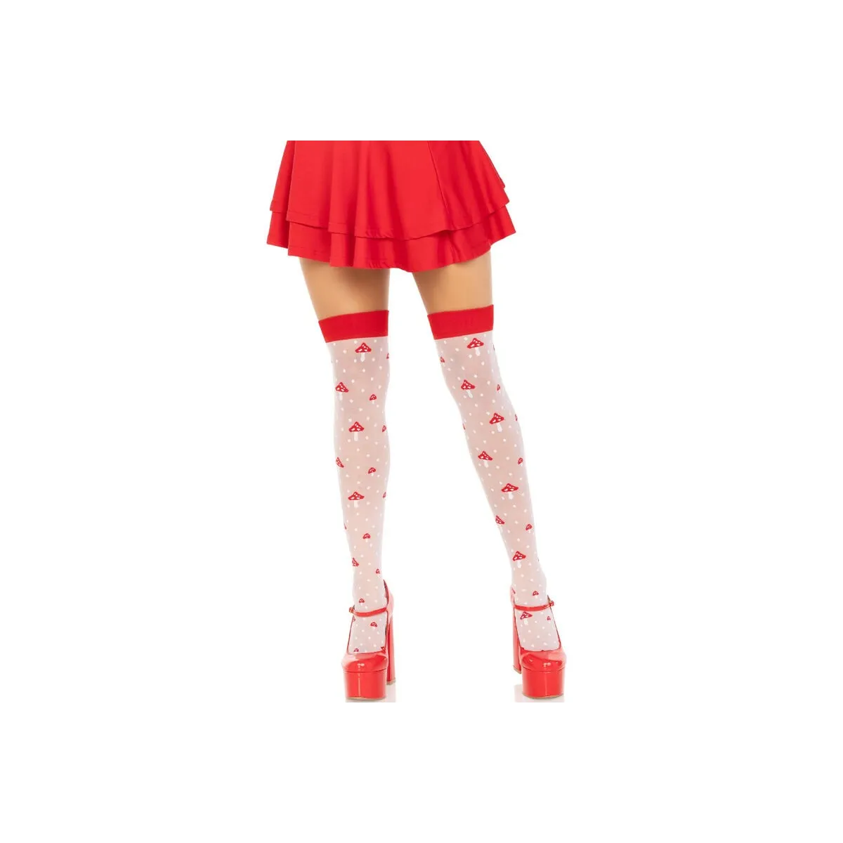 Pilz Hohe Socken Rot/Weiss von Leg Avenue Hosiery kaufen | Fesselliebe