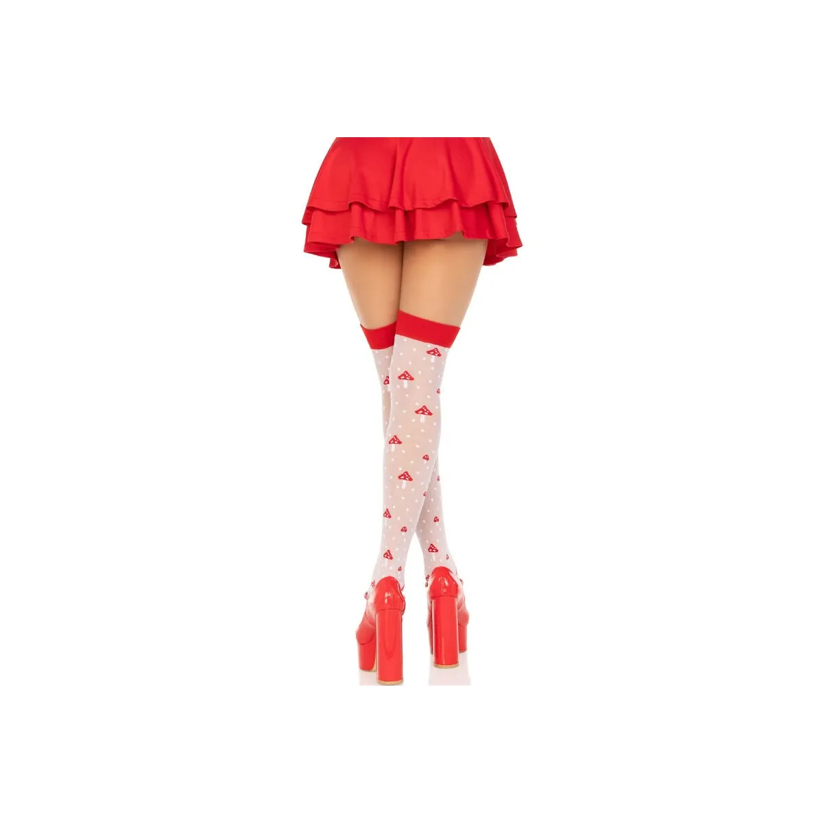 Pilz Hohe Socken Rot/Weiss von Leg Avenue Hosiery kaufen | Fesselliebe