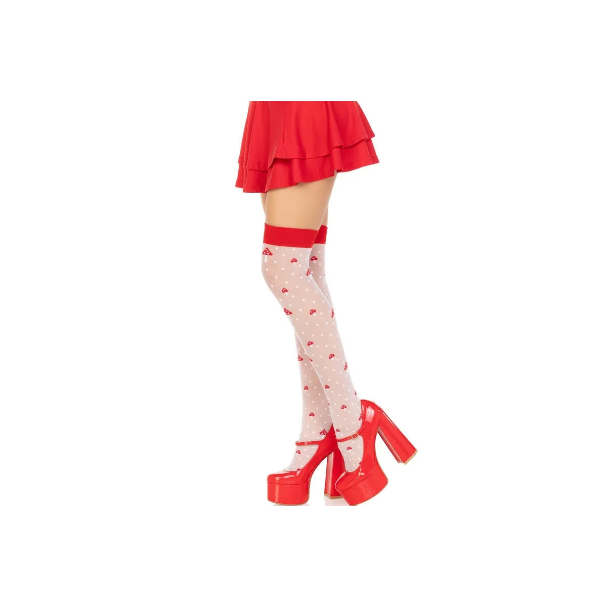 Pilz Hohe Socken Rot/Weiss von Leg Avenue Hosiery kaufen | Fesselliebe