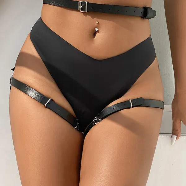 Leder Taille und Bein Harness Schwarz One Size (S-L) von Subblime Fetish kaufen | Fesselliebe