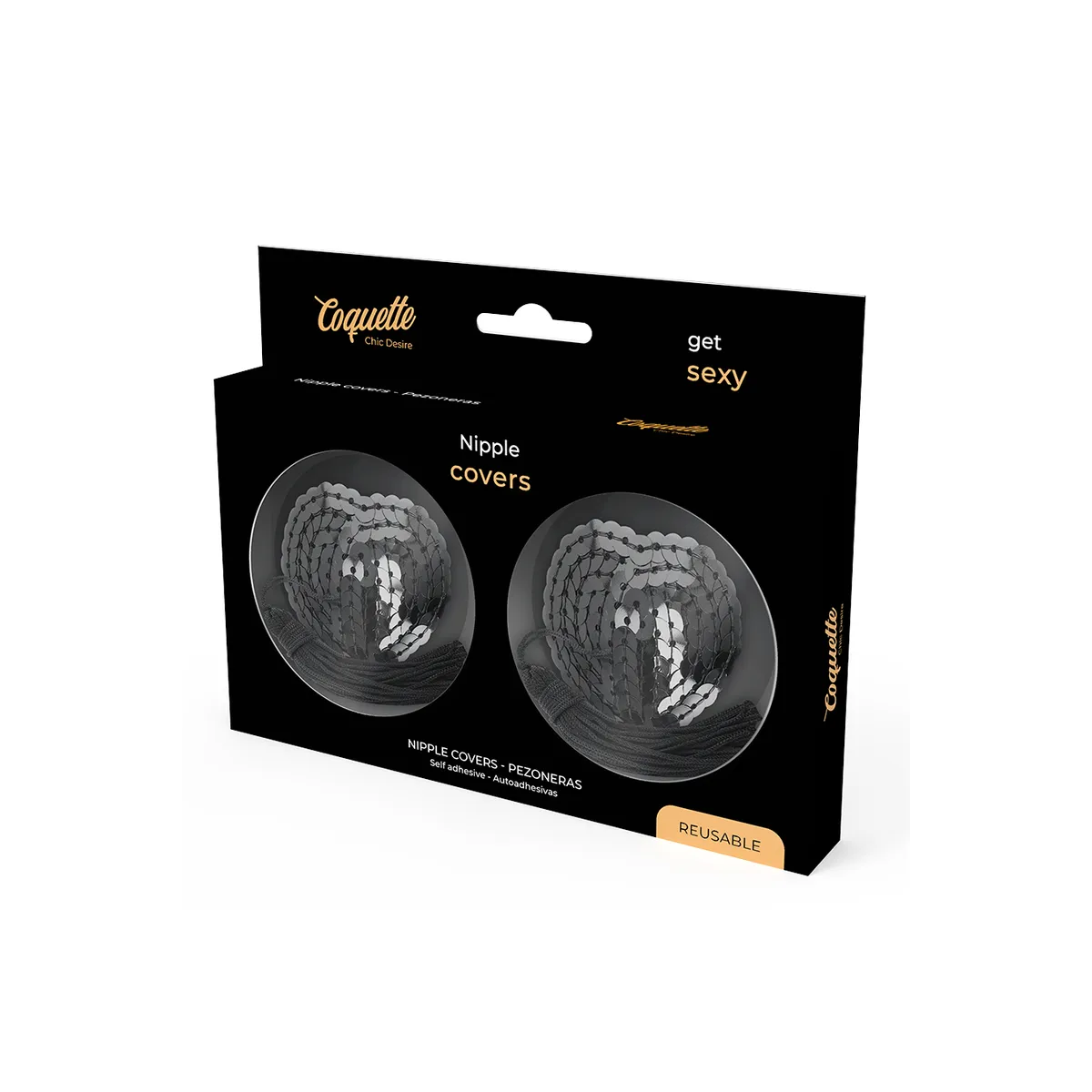 Schwarze Pailletten-Nippelabdeckungen von Coquette Accessories kaufen | Fesselliebe