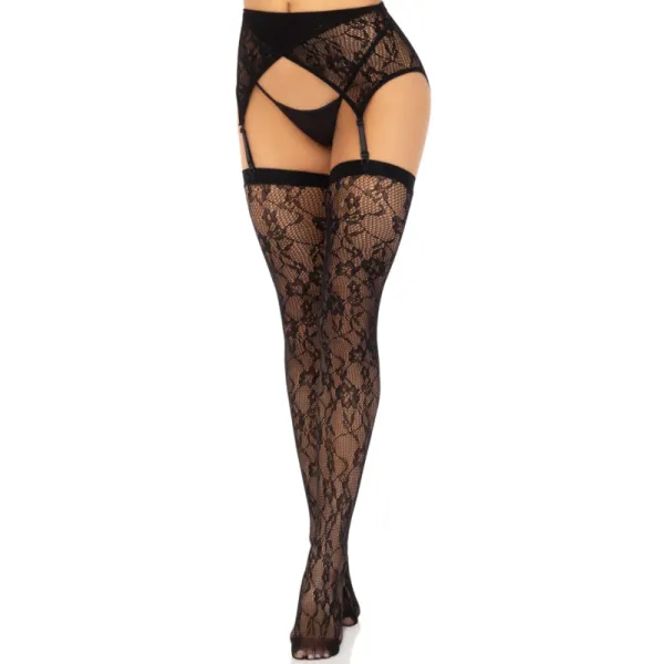 Spitzen-Oberteilhöchste & Gartergürtel Schwarz von Leg Avenue Hosiery kaufen | Fesselliebe