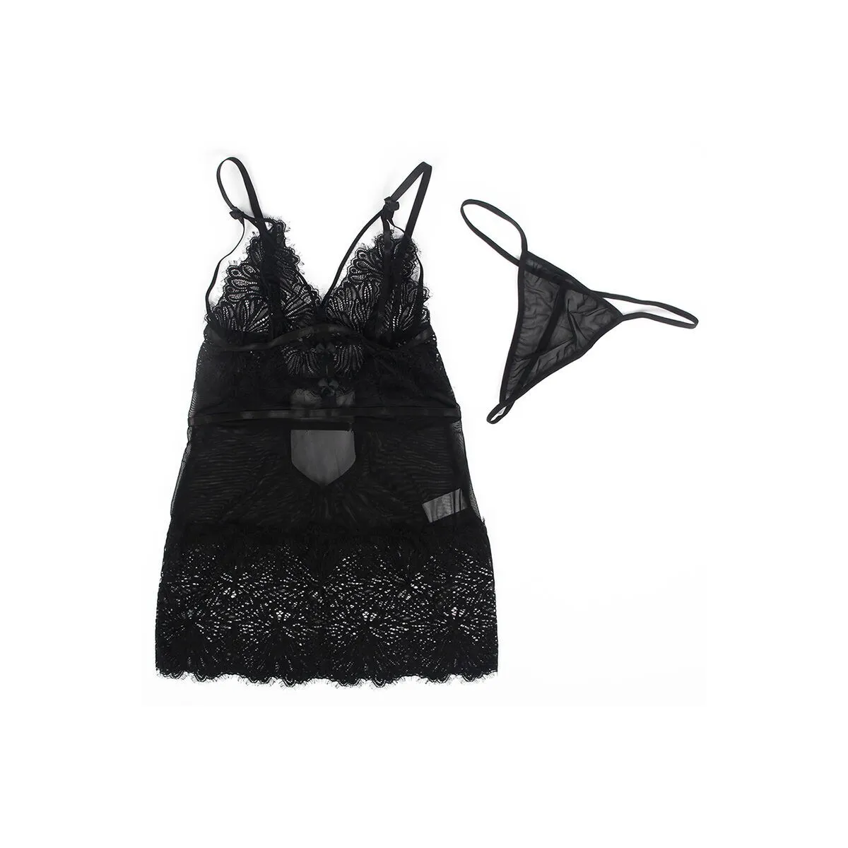 Babydoll mit Verstellbaren Spitzentrgern Schwarz S/M von Subblime Babydolls & Peignoirs kaufen | Fesselliebe