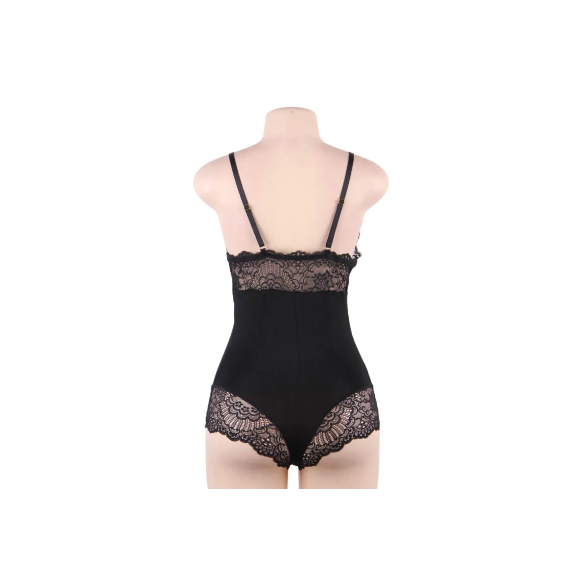 Schwarzer Teddy mit Blumenspitzendetail S/M von Subblime Bodies kaufen | Fesselliebe