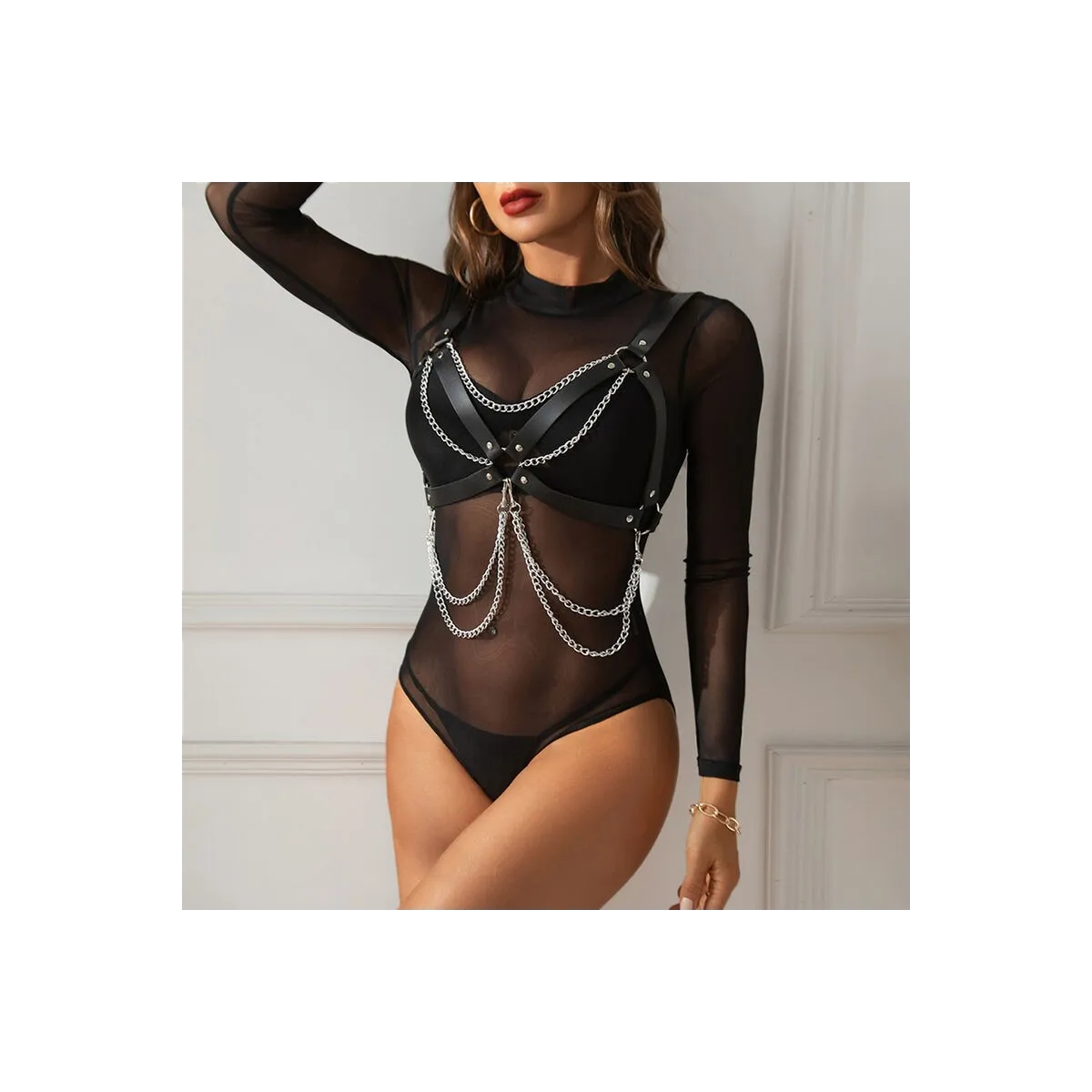 Harness-BH mit Kettendetail, One Size (S-L) von Subblime Fetish kaufen | Fesselliebe