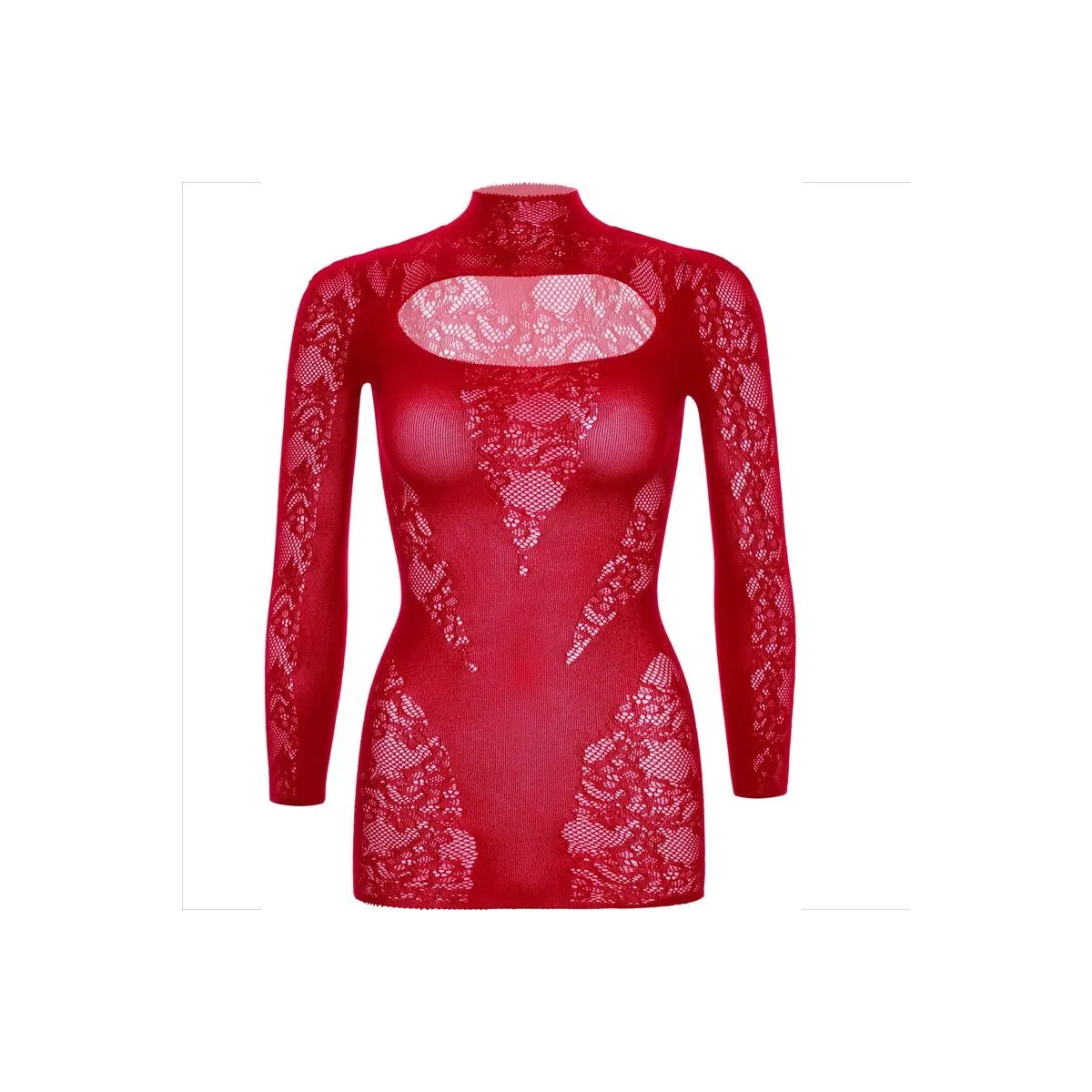 Minikleid mit Spitze Langarm Rot von Leg Avenue Dresses kaufen | Fesselliebe