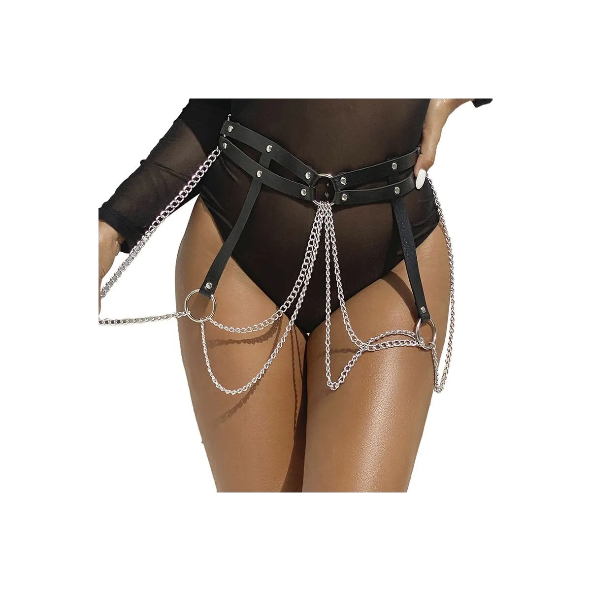 Lederringkettengürtel Schwarz Einheitsgrösse von Subblime Fetish kaufen | Fesselliebe