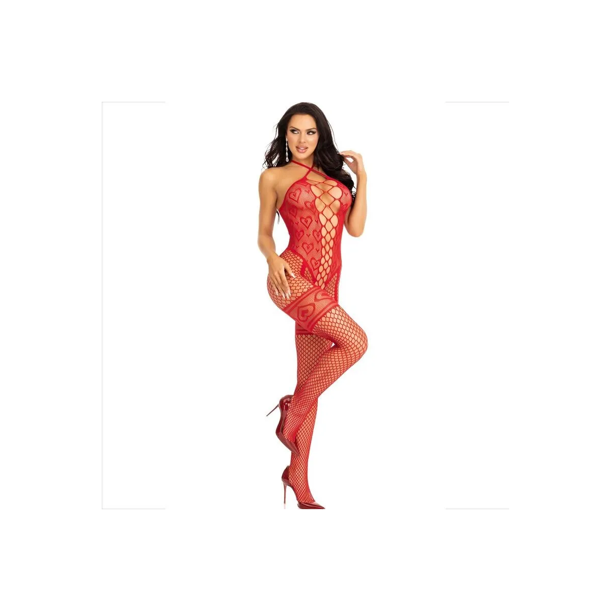 Bodystocking Halshalter Rote Herzen Rot von Leg Avenue Bodystockings kaufen | Fesselliebe