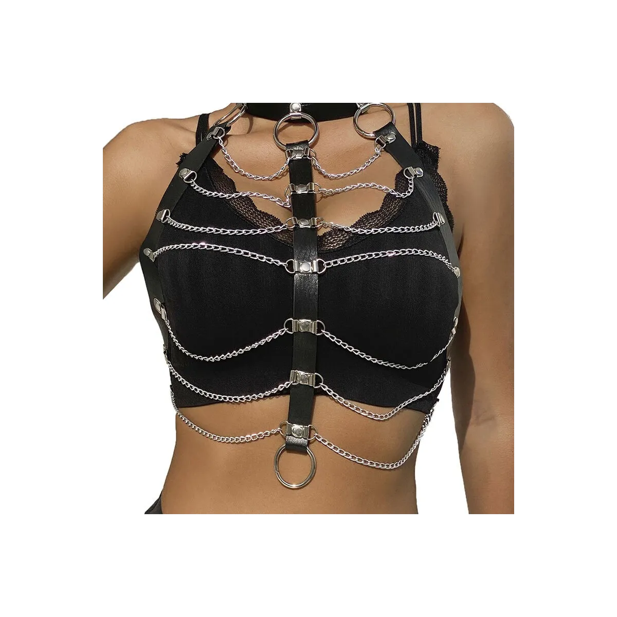 Brustharness Lederketten Schwarz Einheitsgrösse von Subblime Fetish kaufen | Fesselliebe