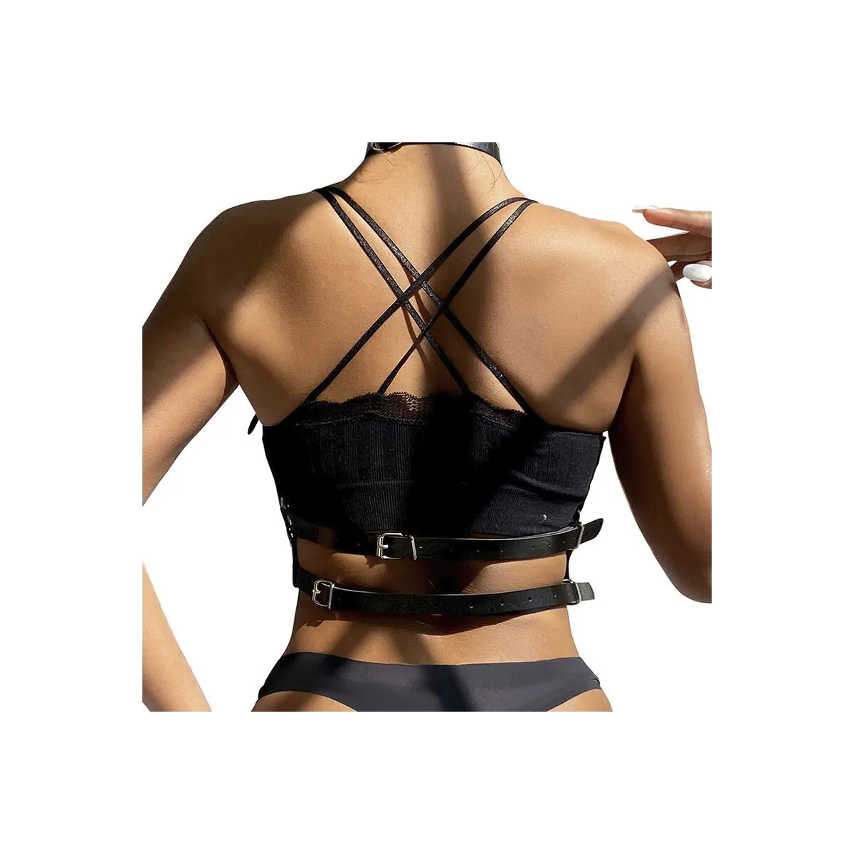 Lederring Brustharness Schwarz One Size (S-L) von Subblime Fetish kaufen | Fesselliebe