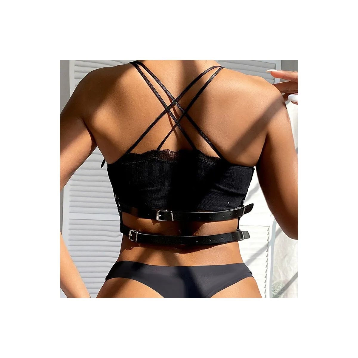 Lederring Brustharness Schwarz One Size (S-L) von Subblime Fetish kaufen | Fesselliebe