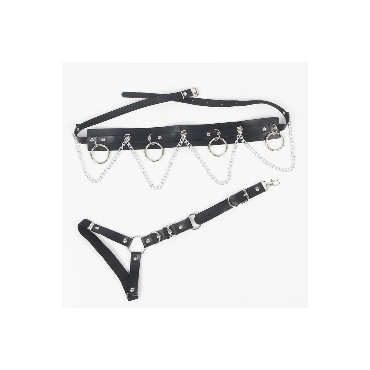 Gürtel und Strumpfband mit Ringen und Kette Detail One Size (S-L) von Subblime Fetish kaufen | Fesselliebe