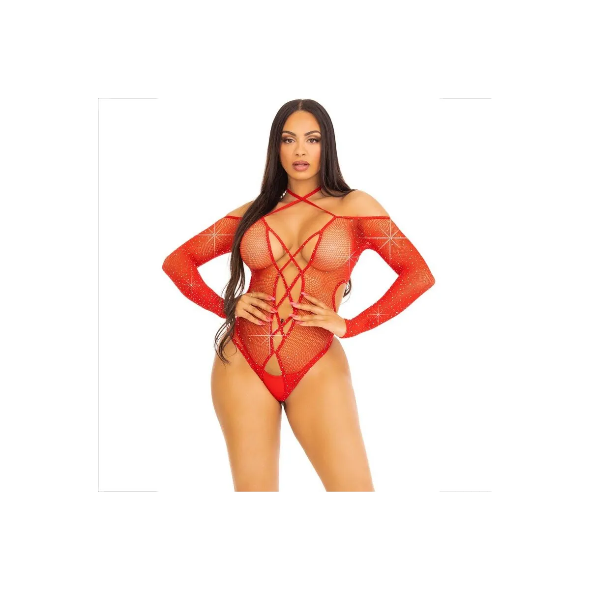 Ohrenkörper mit Glnzendem Rot von Leg Avenue Bodystockings kaufen | Fesselliebe