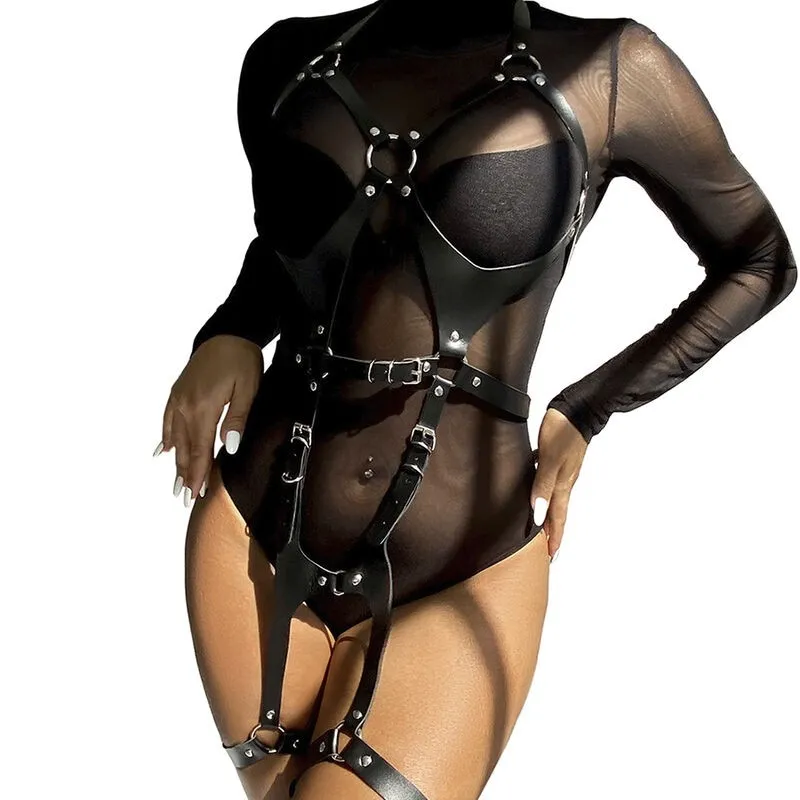 Ganzkörperharness mit Lederschnallen Schwarz One Size (S-L) von Subblime Fetish kaufen | Fesselliebe 2