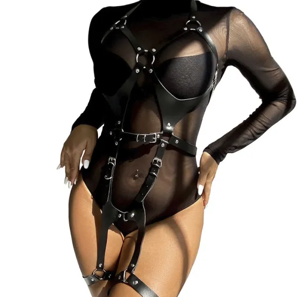 Ganzkörperharness mit Lederschnallen Schwarz One Size (S-L) von Subblime Fetish kaufen | Fesselliebe