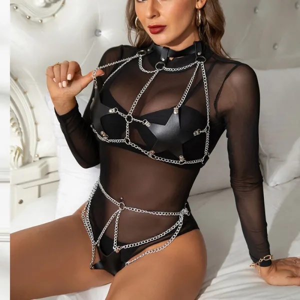 Ganzkörperharness mit Sternkettendetail One Size (S-L) von Subblime Fetish kaufen | Fesselliebe