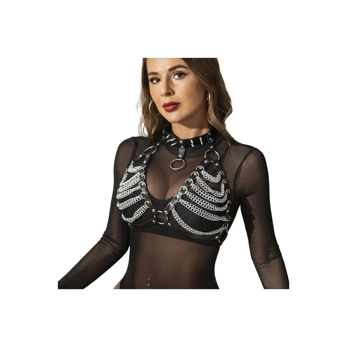 Harness-BH und Halskette mit Ketten One Size (S-L) von Subblime Fetish kaufen | Fesselliebe