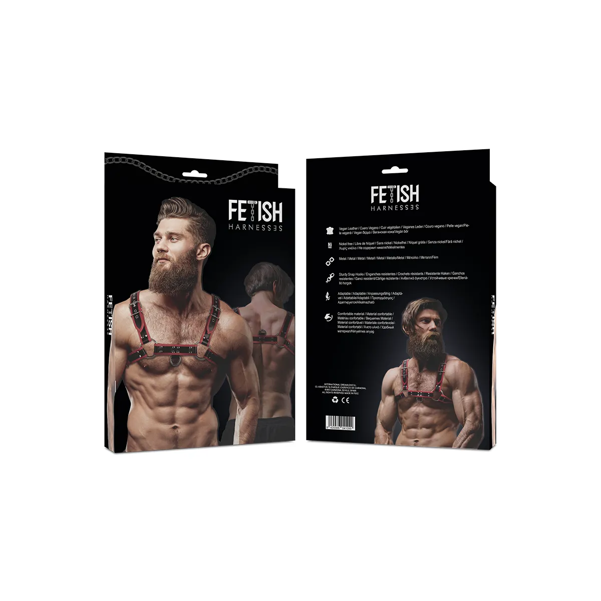 Brustharness aus Ökoleder für Herren Schwarz/Rot von Fetish Submissive Attitude kaufen | Fesselliebe