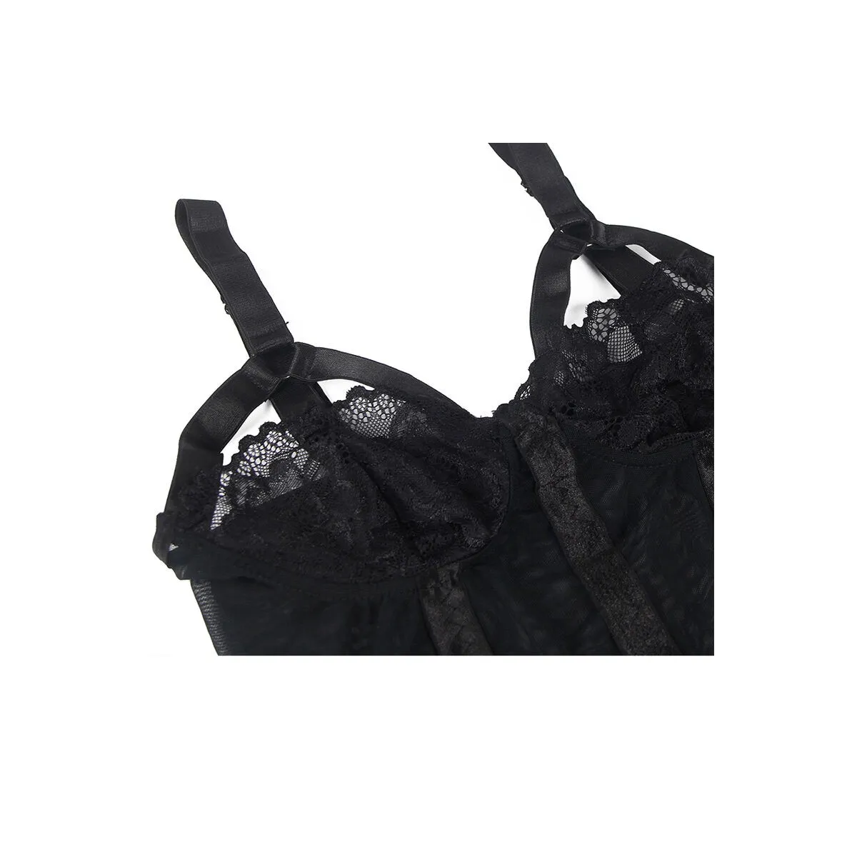 Teddy mit Strumpfband-Detail auf der Brust Schwarz S/M von Subblime Bodies kaufen | Fesselliebe