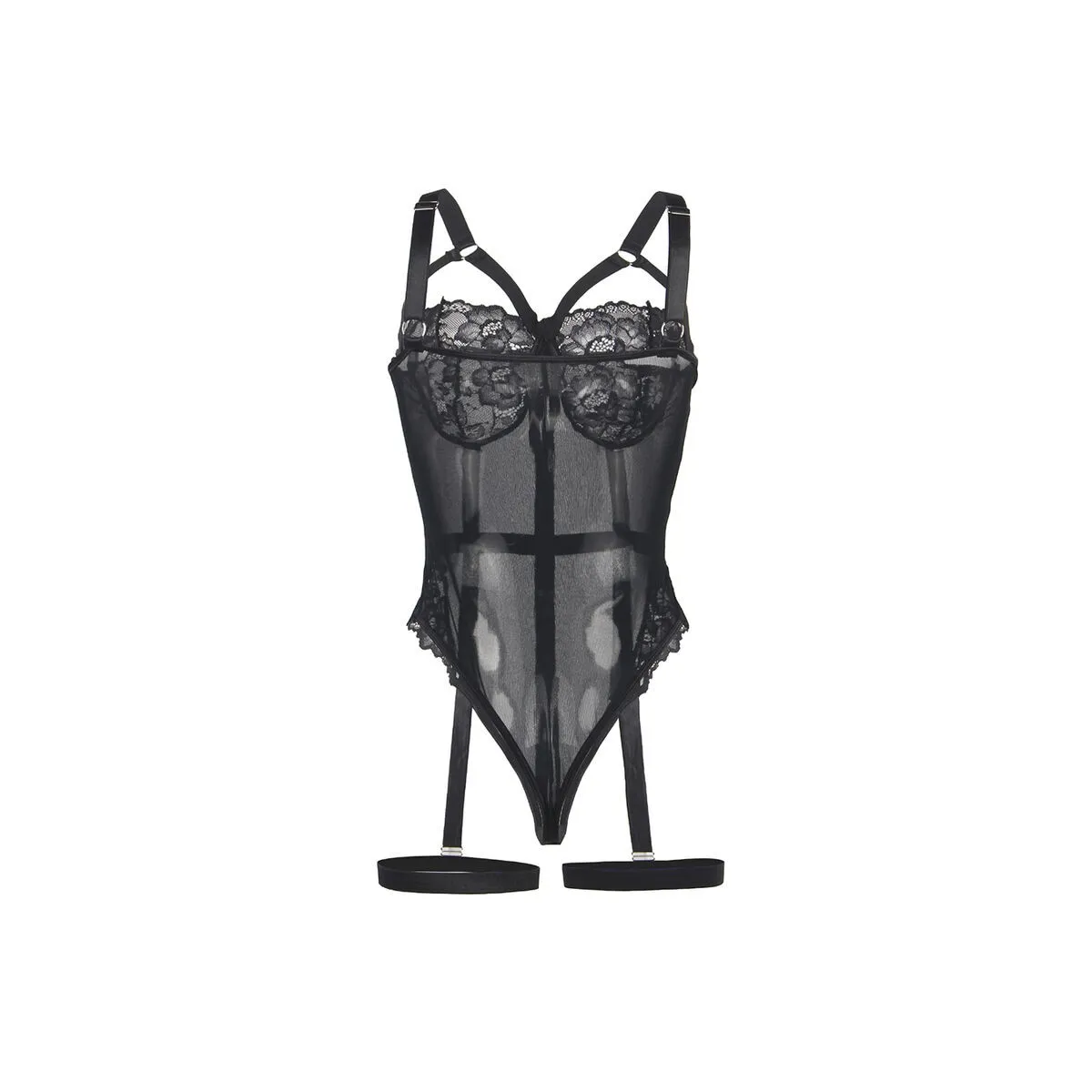Teddy mit Strumpfband-Detail auf der Brust Schwarz S/M von Subblime Bodies kaufen | Fesselliebe