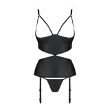 Jannies Korsett & Tanga mit offenem Schritt Schwarz von Passion-Exklusiv | Fesselliebe.de