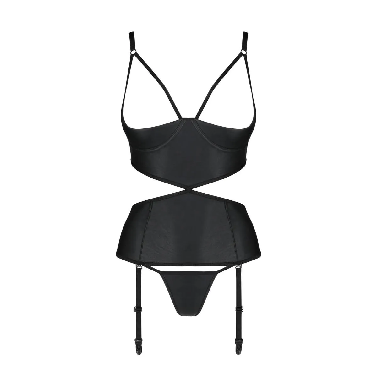 ♥ Jannies Korsett & Tanga mit offenem Schritt schwarz von Passion-Exklusiv ♥ kaufen | Fesselliebe
