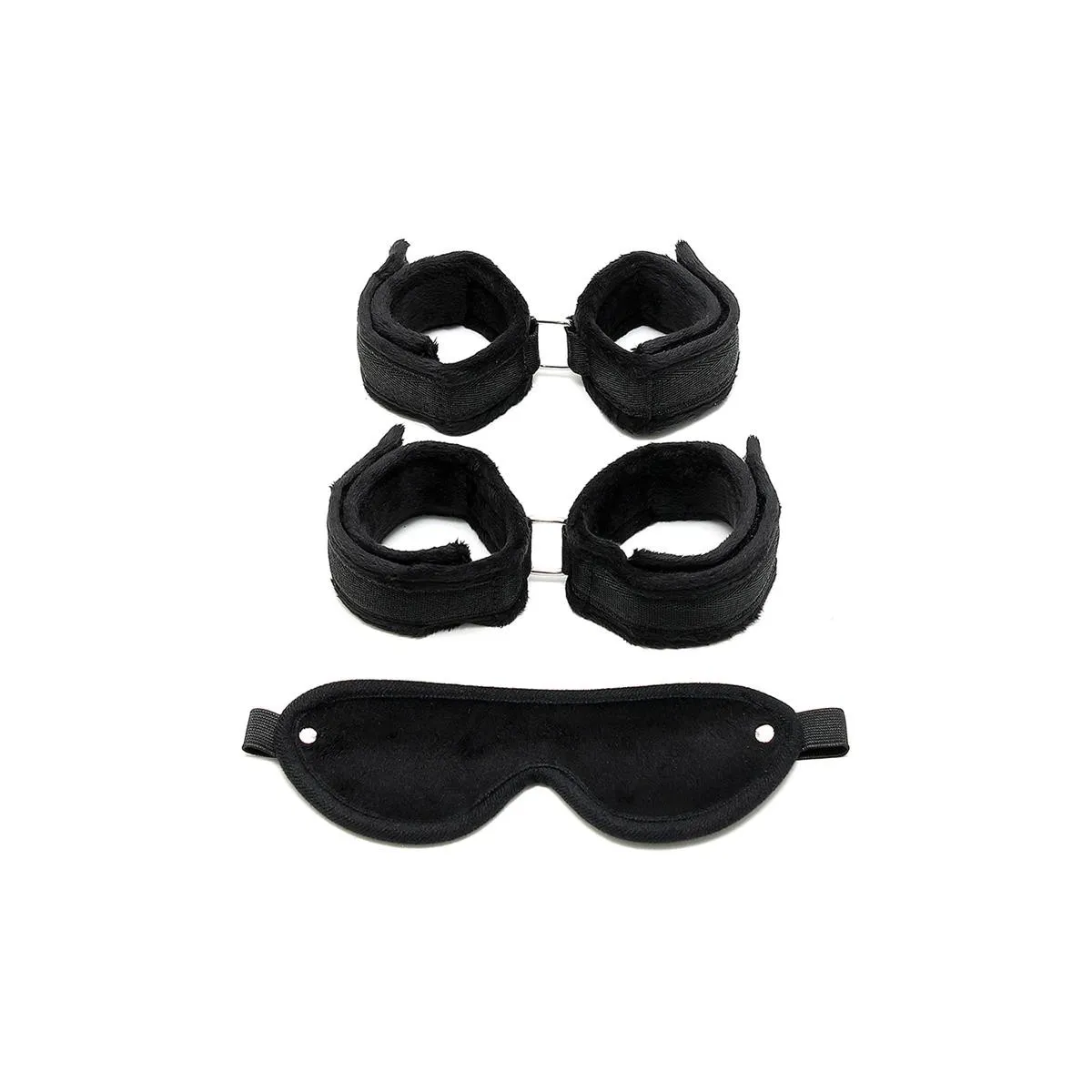 Rimba Handschellen, Fußfesseln und Maske Schwarz von Bondage Play kaufen | Fesselliebe