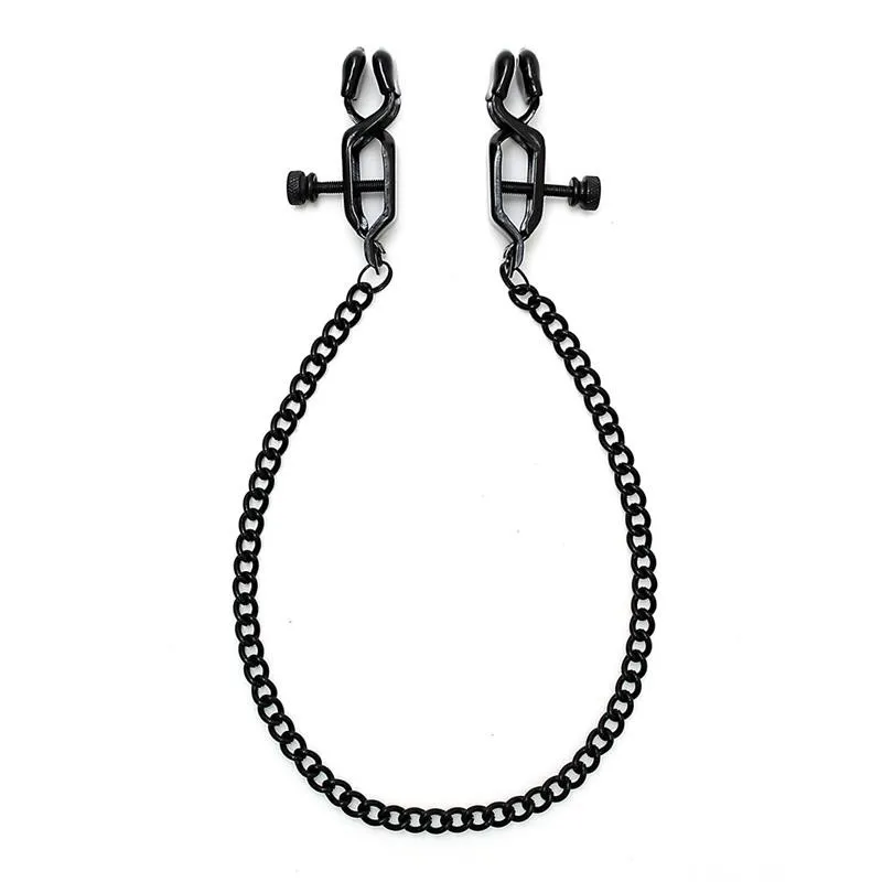 Verstellbare Nippelklemmen mit schwarzer Kette von Bondage Play kaufen | Fesselliebe