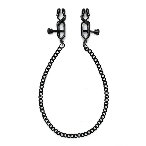 Verstellbare Nippelklemmen mit schwarzer Kette von Bondage Play kaufen | Fesselliebe