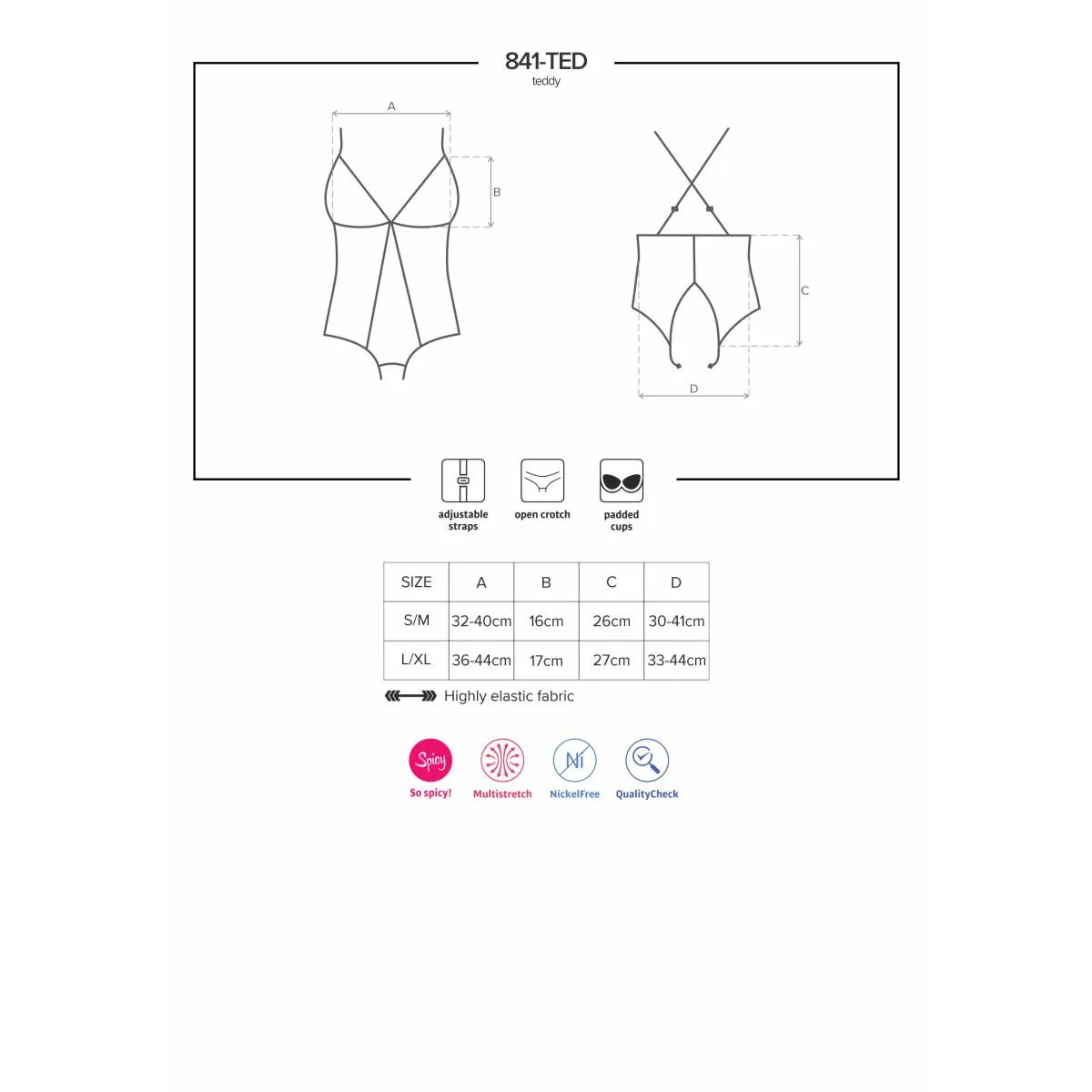 Body schwarz 841-Ted-1 von Obsessive kaufen | Fesselliebe