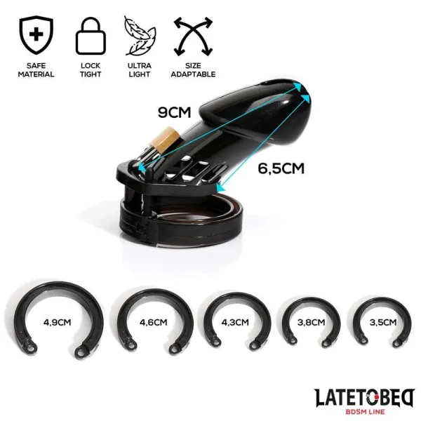 KEUSCHHEITSKÄFIG FÜR DEN PENIS, LANG, SCHWARZ VON LATETOBED BDSM LINE