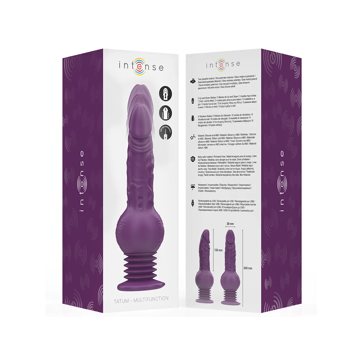 ♥ TATUM MULTIFUNKTIONSVIBRATOR MIT AUF- UND ABVIBRATION 24 CM LILA VON INTENSE FUN ♥