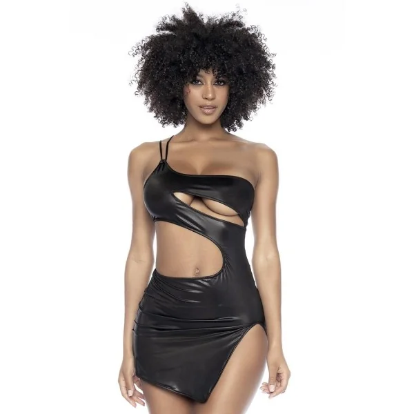 Schwarzes Minikleid aus Wetlook-Stoff - Mal4587blk von Mapale kaufen | Fesselliebe